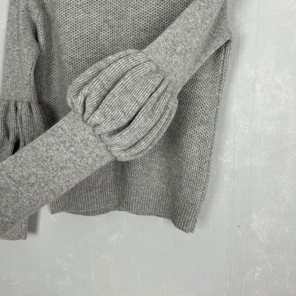 Magaschoni size M cashmere sweater tube ball sleeves gray textured raglan - Picture 6 of 11